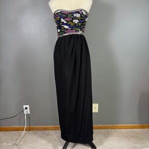 Vintage Victoria Royal Beaded Maxi Dress 4 Strapless Hoco Party Cocktail Event